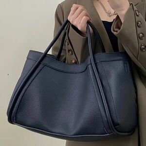 Elegant Black Faux Leather Tote Bag